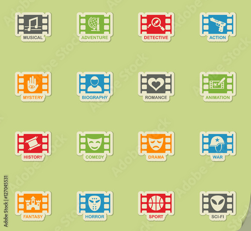 cinema genre icon set