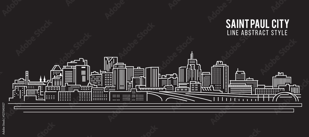 Cityscape Building Line art Vector Illustration design - Saint Paul city