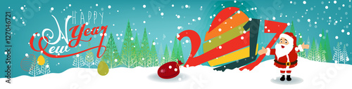 Happy new year 2017 banner and merrychristmas;