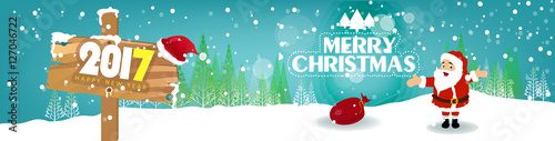 Happy new year 2017 banner and merrychristmas;