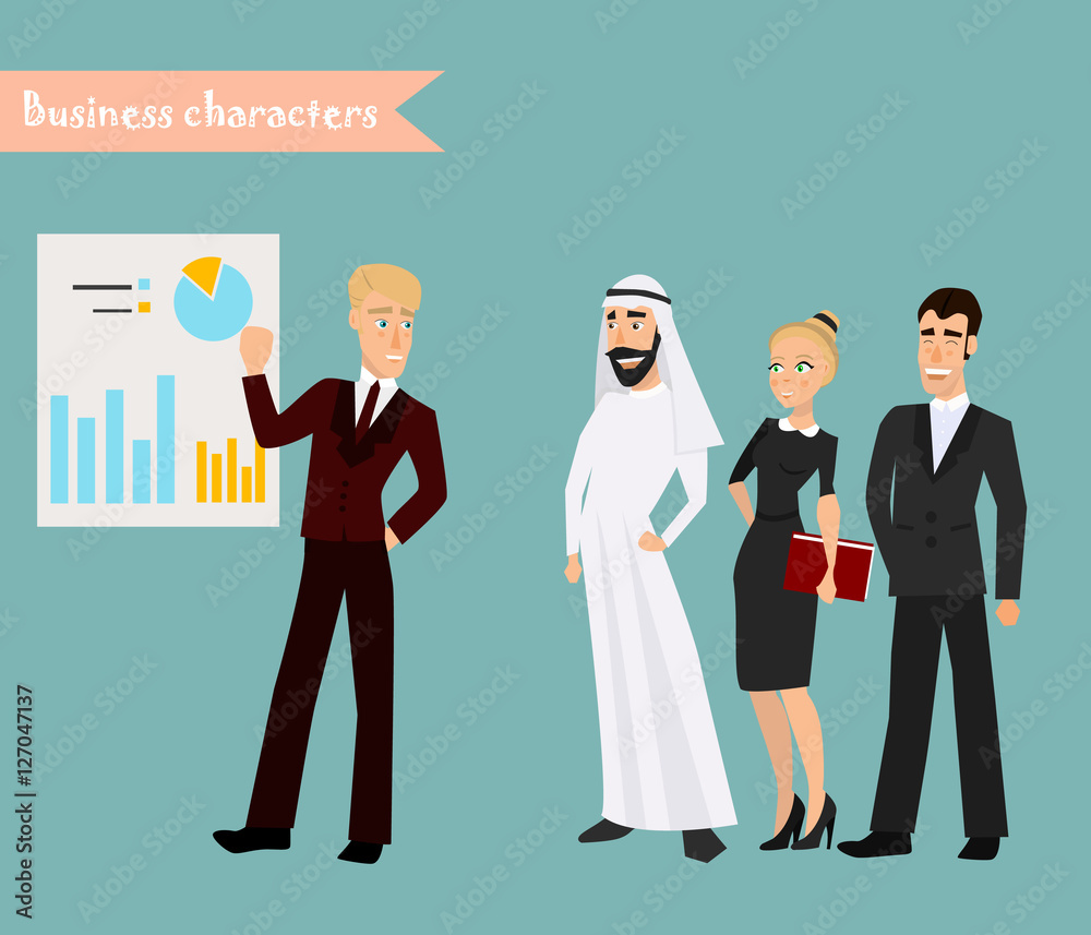 vector set of businessman and businessman character poses vector set of businessman and businessman character poses