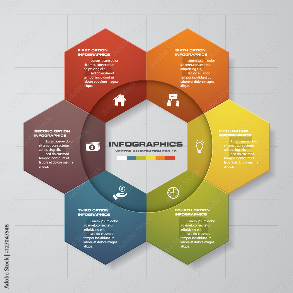 Abstract 6 steps infographis elements.Vector illustration.