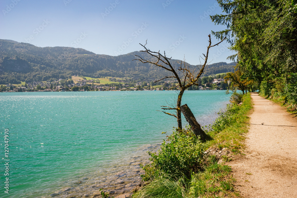 Wolfgangsee lake and Sankt Gilgen village, Austria