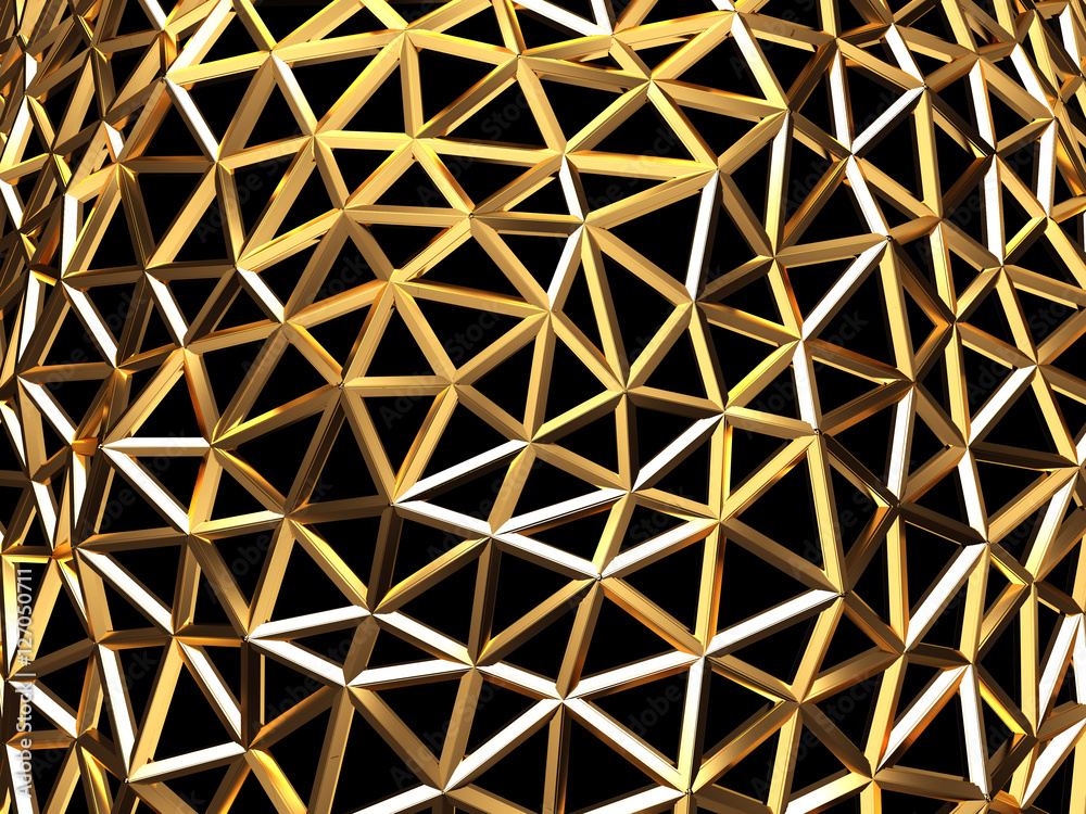 Abstract gold metal structure mesh background texture ,3d