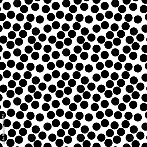 Vector monochrome seamless pattern  simple texture with black chaotic dots on white backdrop. Modern abstract endless background. Design element for prints  decoration  digital  textile  wallpaper