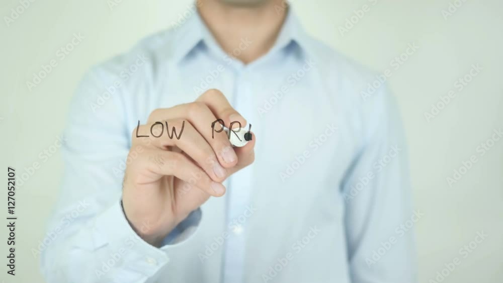 Low Price, Man Writing on Screen Low Price, Man Writing on Screen