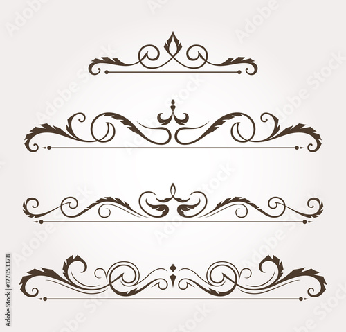 Set of floral design elements and page decoration. Vector illustration