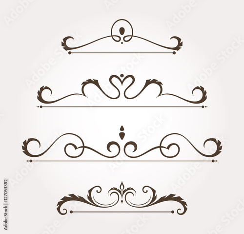 Set of floral design elements and page decoration. Vector illustration