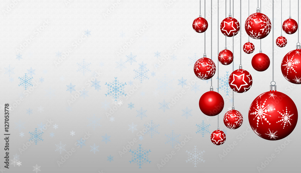 Illustration of new year banner with baubles and snowflakes Illustration of new year banner with baubles and snowflakes