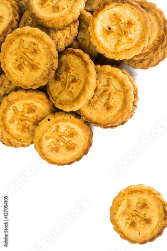 Round Shortbread Biscuits on a White