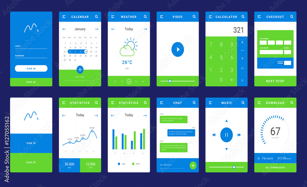 UI, UX and GUI template layout for Mobile Apps. Statistic dashboard ...