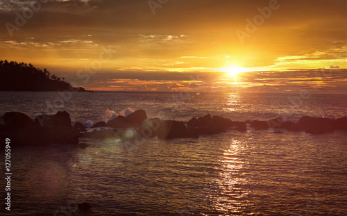 Ocean sunset panorama. Mirissa, Sri Lanka