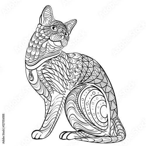 Hand drawn ink pattern. Coloring book for adult