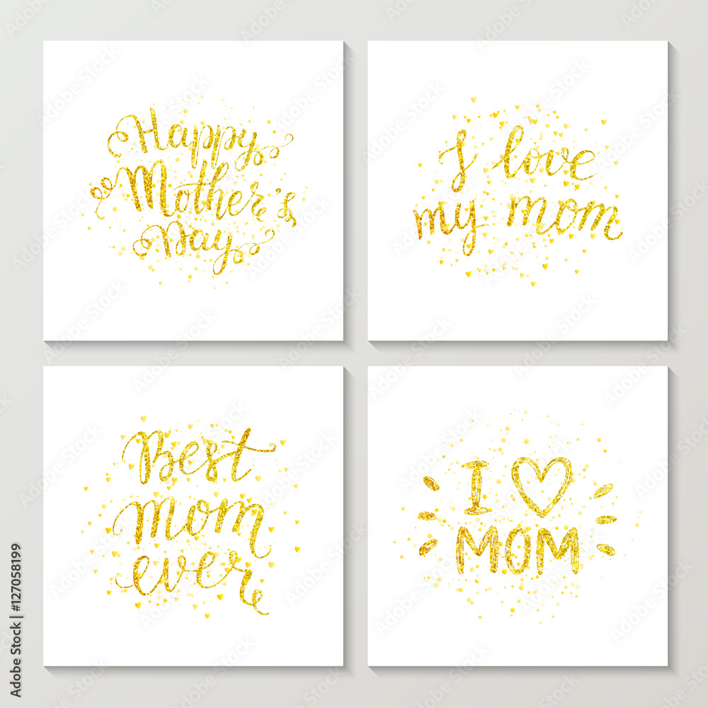 Happy Mothers Day gold lettering with gold spray, Mothers day card with ...