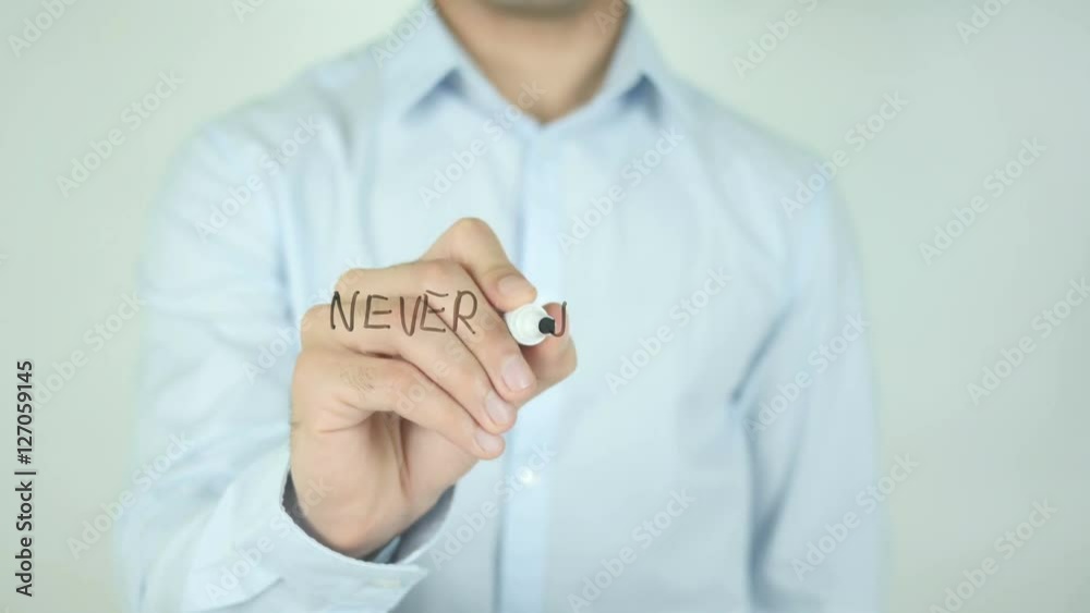 Never Job, Man Writing on Screen Never Job, Man Writing on Screen