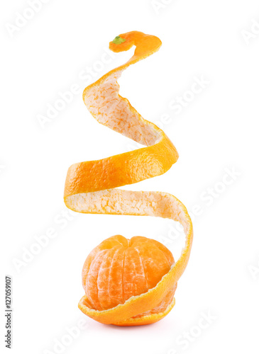 Peel of an orange isolated on white background