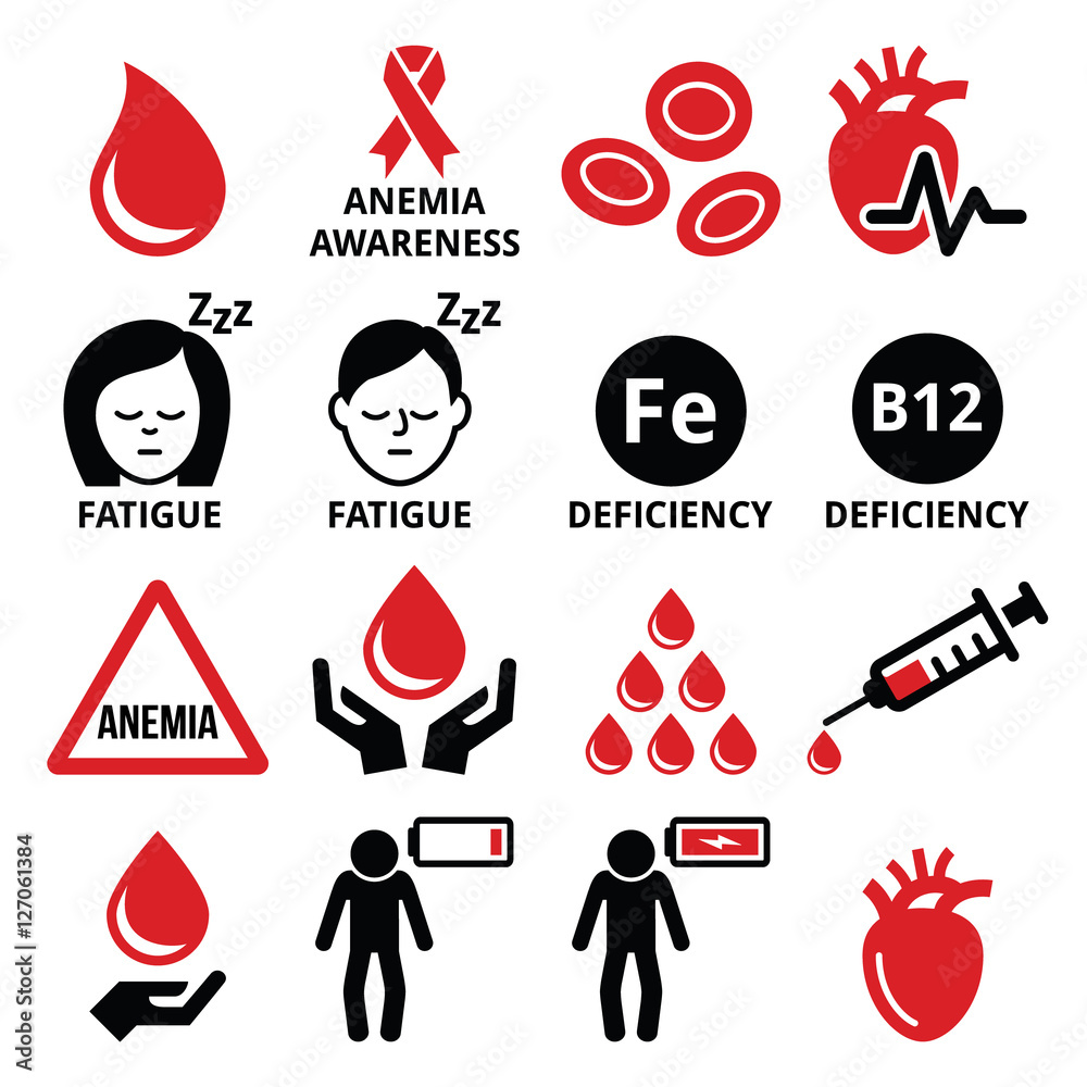 Blood, anemia, human health icons set Stock Vector | Adobe Stock