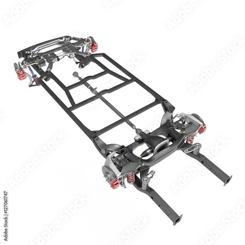 Car Chassis on white. 3D illustration