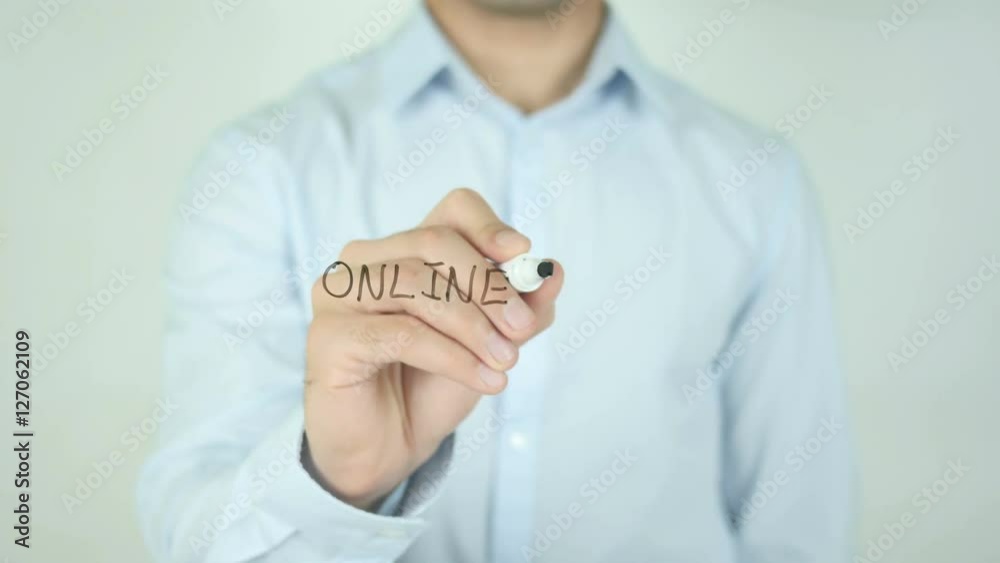 Online Work, Man Writing on Screen Online Work, Man Writing on Screen