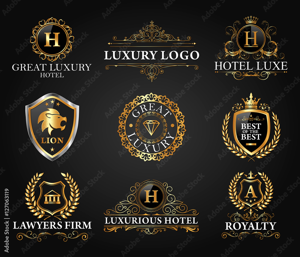 Great Luxury Set, Royal and Elegant Logo Vector Design