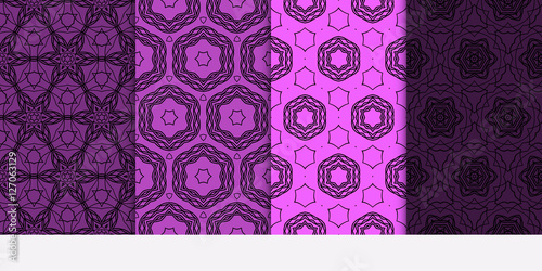 set of seamless pattern. floral geometric lace texture for design invitation, wallpaper, fabric. tribal ethnic ornament.