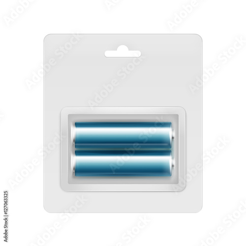 Blue Glossy Alkaline AA Batteries in Transparent Blister for branding