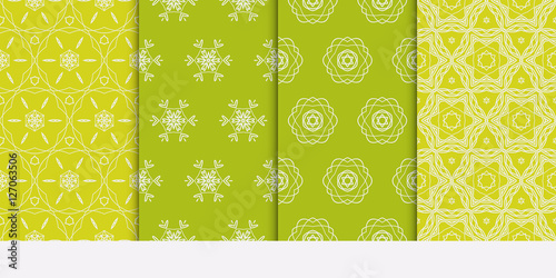 set of modern floral pattern. Seamless vector illustration. for interior design, printing, wallpaper, invitation. green color