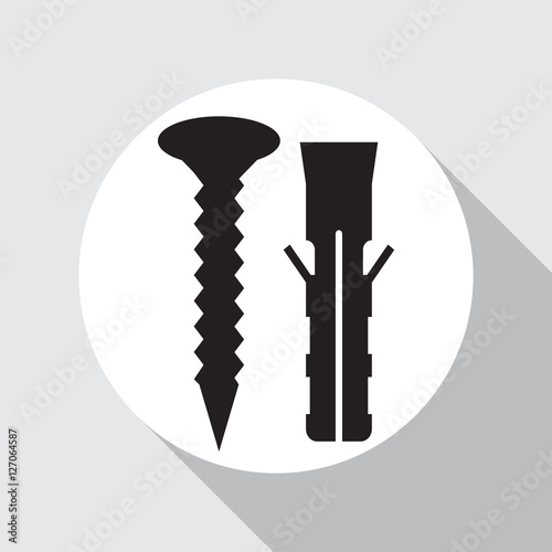 Dowel Icon  Screw symbol. Fastening element. Vector