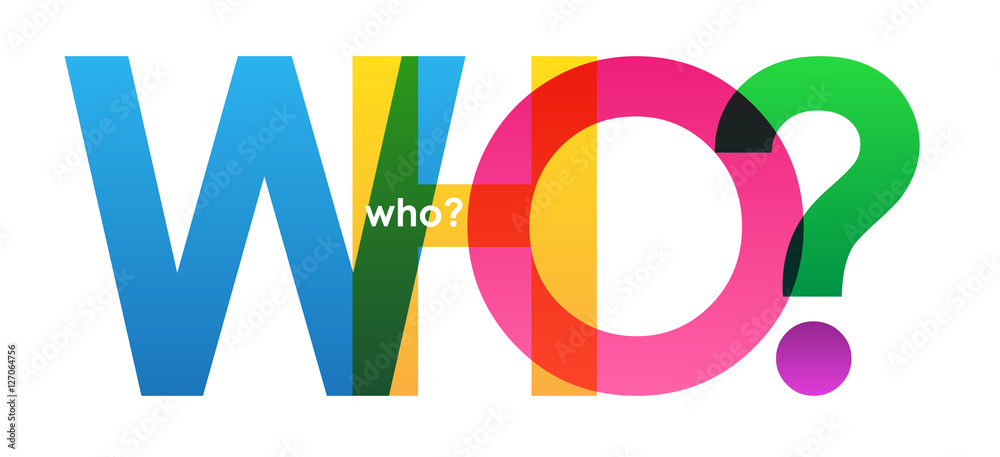 "WHO?" Vector Overlapping Letters Icon - obrazy, fototapety, plakaty 