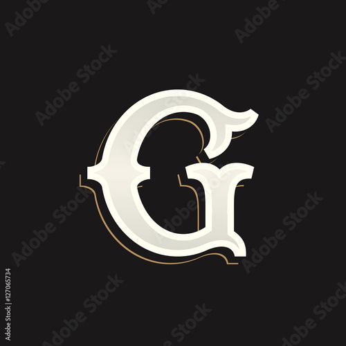 G letter logo with old serif on the dark background.