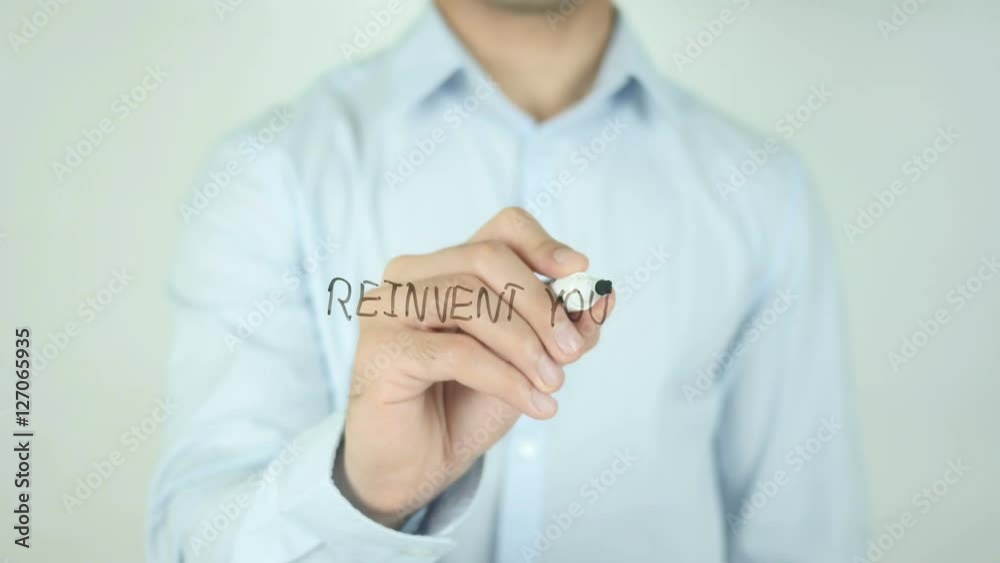 Reinvent Yourself, Man Writing on Screen Reinvent Yourself, Man Writing on Screen