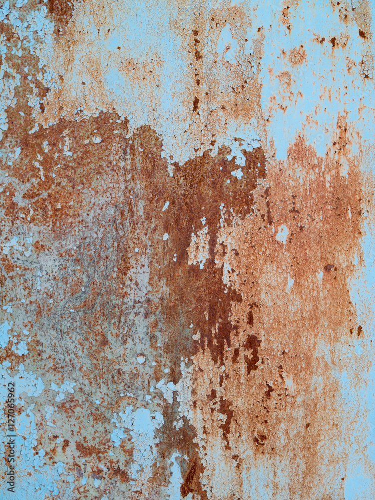 Abstract rusty, weathered blue metal background.