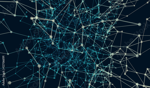Polygonal technology background. Abstract space background, geometry surfaces, lines and points.