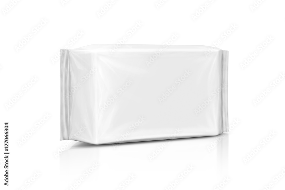 blank packaging paper wet wipes pouch isolated on white blank packaging paper wet wipes pouch isolated on white