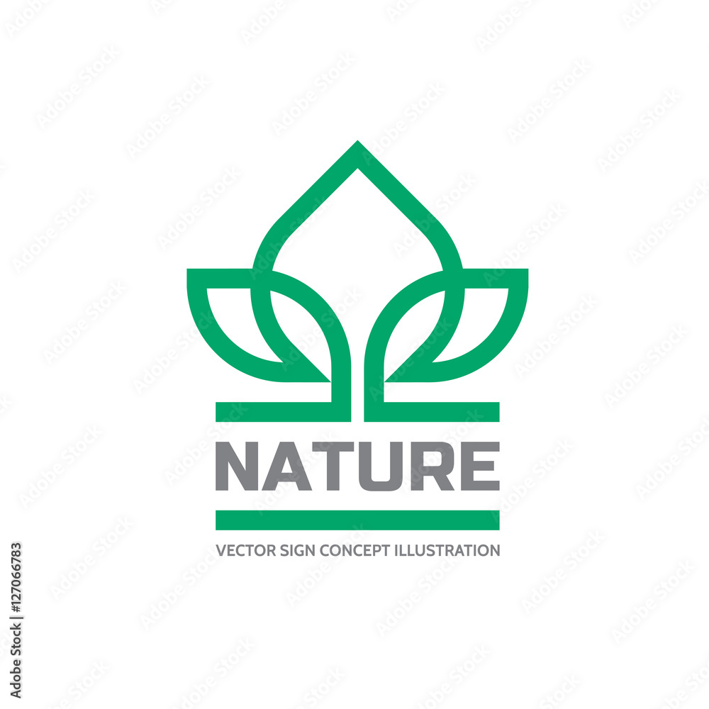 Nature - vector logo template concept illustration. Green leaves creative sign. Design element. - obrazy, fototapety, plakaty 