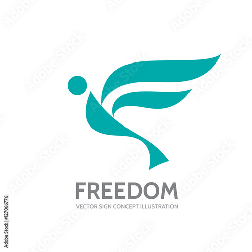 Freedom - vector logo template concept illustration. Abstract human with wings creative sign. Design element.