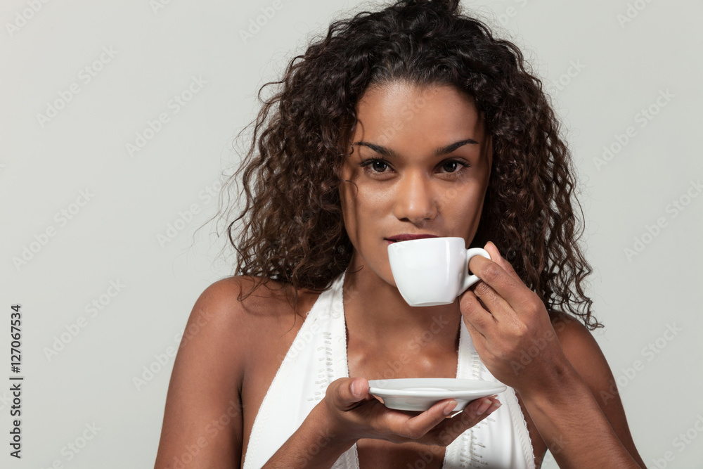 Portrait of a girl with a cup of coffee Portrait of a girl with a cup of coffee