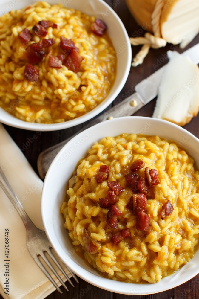Risotto with a pumpkin and bacon Risotto with a pumpkin and bacon