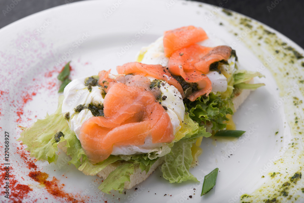delicious bruschetta with salmon and lemon and cheese delicious bruschetta with salmon and lemon and cheese