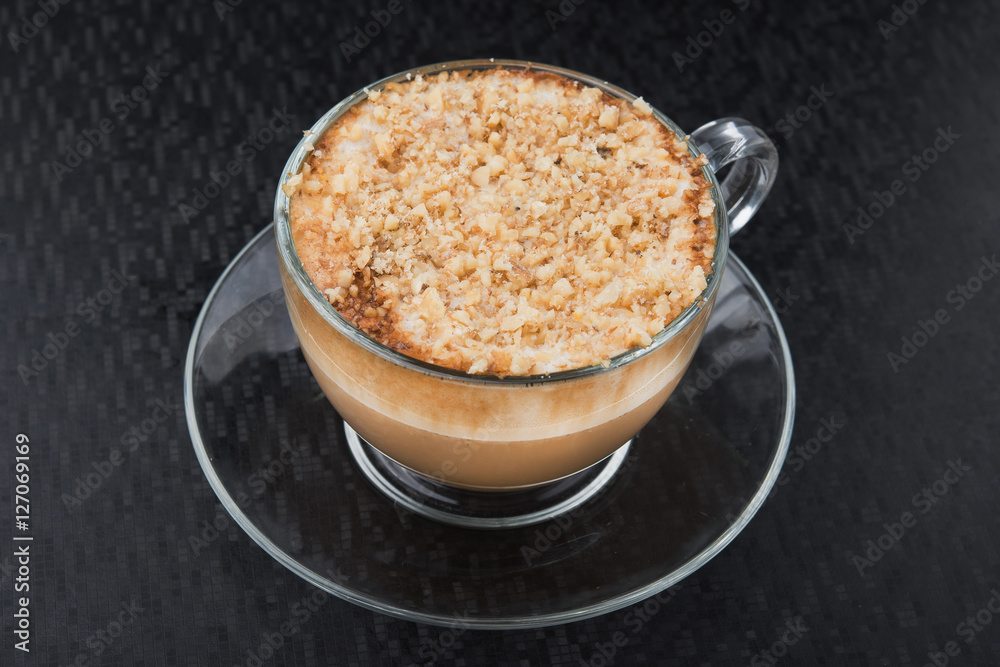 glass of cup coffee with cream glass of cup coffee with cream