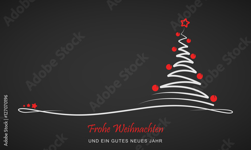 Grußkarte zu Weihnachten - abstrakter Weihnachtsbaum (Rot/ Schwarz)