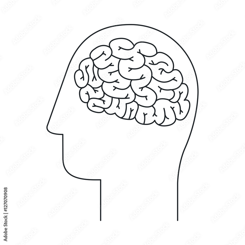 Brain and head draw icon. Big idea creativity imagination and inspiration theme. Isolated design. Vector illustration Brain and head draw icon. Big idea creativity imagination and inspiration theme. Isolated design. Vector illustration