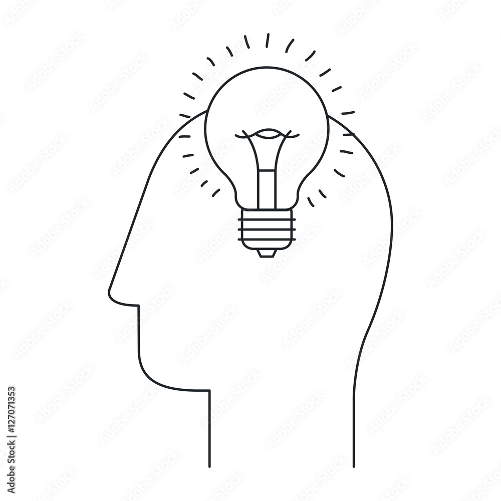 Bulb and head draw icon. Big idea creativity imagination and inspiration theme. Isolated design. Vector illustration Bulb and head draw icon. Big idea creativity imagination and inspiration theme. Isolated design. Vector illustration