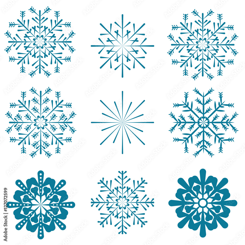 set of vector snowflakes