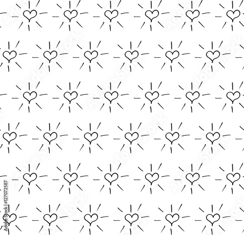 Abstract heart pattern with hand drawn hearts. Cute vector black and white heart pattern. Seamless monochrome heart pattern for fabric, wallpapers, wrapping paper, cards and web backgrounds.