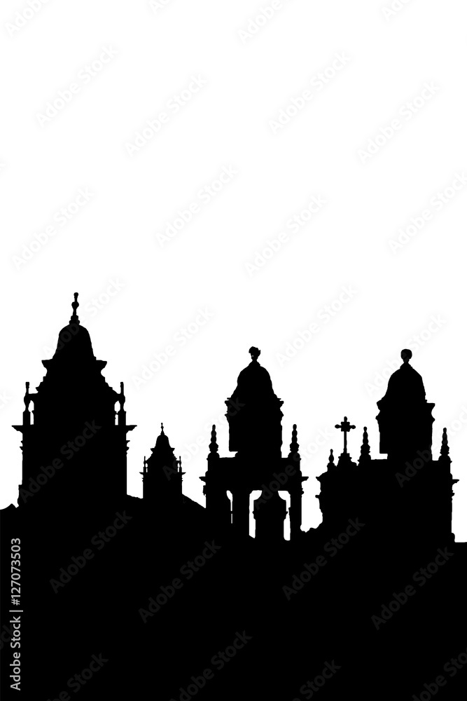 Catholic Church Silhouettes on White Background