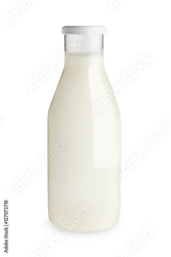 Classic milk bottle isolated on white