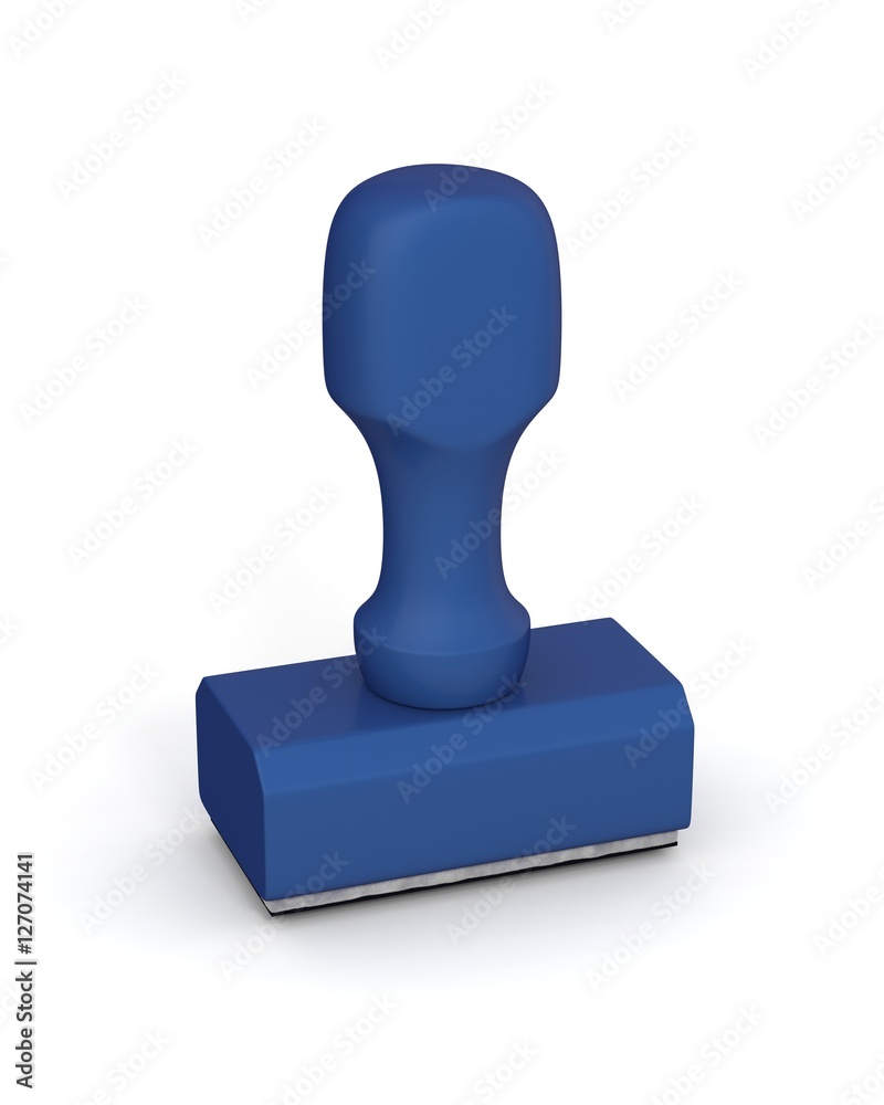Isolated new blue plastic rubber stamps on white background. 3D Illustration. Isolated new blue plastic rubber stamps on white background. 3D Illustration.