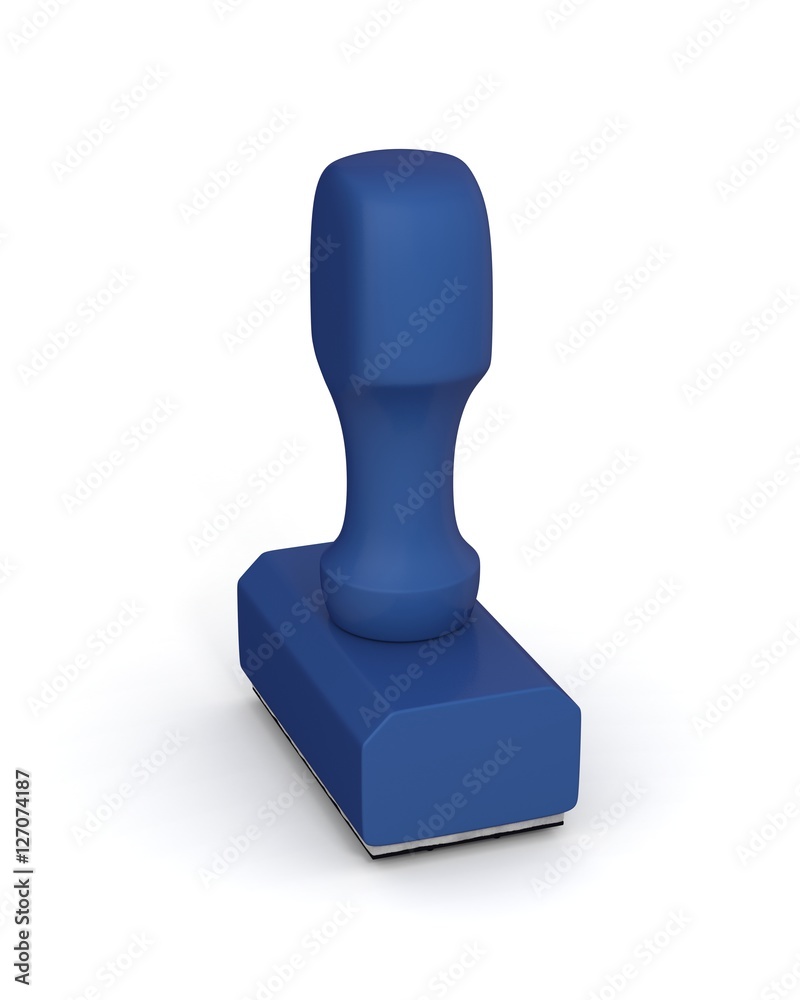 Isolated new blue plastic rubber stamps on white background. 3D Illustration. Isolated new blue plastic rubber stamps on white background. 3D Illustration.