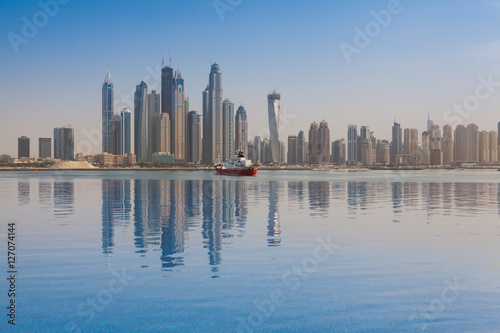 View from swimming pool on Dubai Marina, UAE